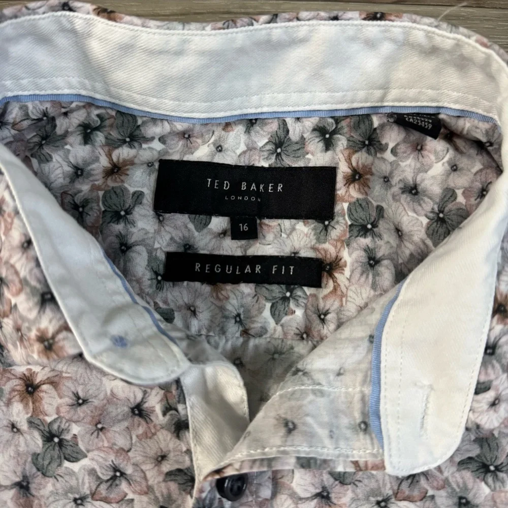 Ted Baker London Regular Fit Leaf Print Mens Button Down Shirt Size 16